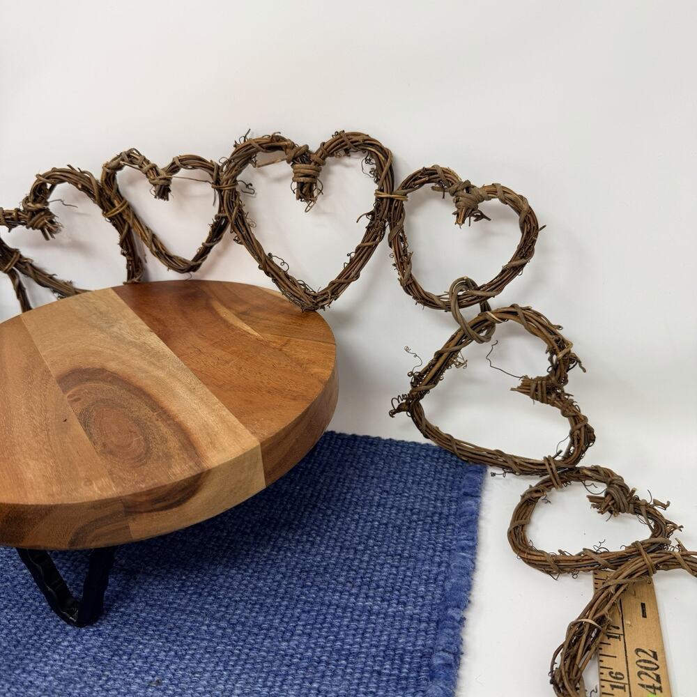 Set of 2 Natural Grapevine Heart 5 Foot Long Each Chain Garlands